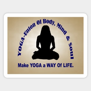 Make YOGA - A Way Of Life - Peach-Brown Wall Art. Magnet